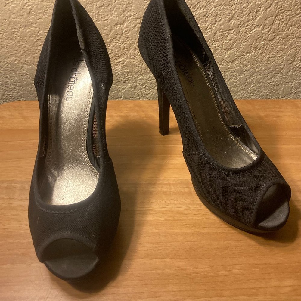 Le Chateau Black Heels with Mesh Detail